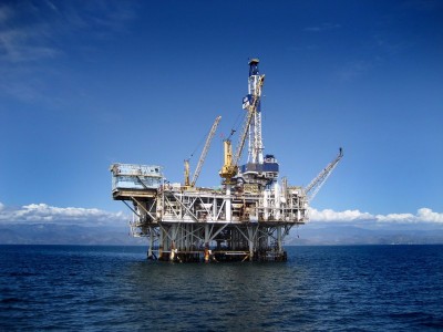 oil rig sunshine blue water