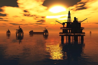 oil rig sunset