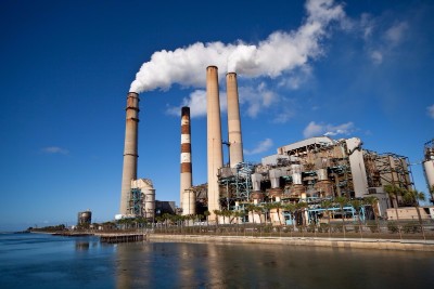 coal plant blue sky